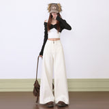 5443 Vintage Wide-Legged Jeans Women Thin And High Waist New Autumn And Winter Hanging Straight Barrel Loose Drag Pants