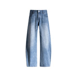 25 Autumn And Winter New Heavy Industry Water Machetes Without Bullet-Free Low-Rise Loose-Le-Legged Jeans Cownim Trousers