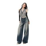 Winter Plan 25 Spring New Mid-Rise Rollover Retro Water Wash Broad Leg Pants