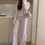Casual Sports Babes Hooded Jacket Suit Women In Autumn Wearing A Cardigan Jacket Micro-Trag Trousers Two Sets