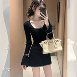 Early Autumn Gentle Rich Man To Wear Important Occasions Light Luxury High Sense Of Big Look Small Fragrant Black Dress
