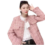 Pink Small Fragrant Wind Inside The Cotton Coat Women's New Winter Coarse Flowers, The Famous Wind Top Women's Coarse Flowers Women's Clothing