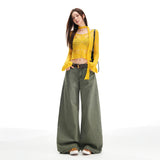 25 Autumn And Winter New Washing Faetyle Fabric High Waist Thin Design Loose Broad Leg Leisure Pants Women