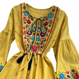Seaside Holiday Dress Female Bohemian Beach Dress Super Fairy National Embroidery Lantern Sleeve Style Dress