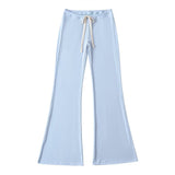 2025 New Hottie Sexy Low-Rise Purple Casual Pants Women Summer Thin Drawstring Soft Comfortable Horn Pants