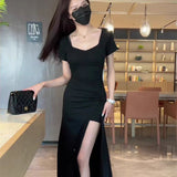 2025 Summer New Temperament V-Neck Niche Design Feels The Fork Dress Folded Slimming Knee-Length Dress