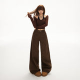 YC&2 Color Retro High-Waisted Broad Leg Trousers Ins Hanging Autumn And Winter Straight Jeans Women's Trousers