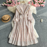 French Sweet Sen Lined Single Buckle Collar Collar Collar With Sleewd Embroidery Dress Female Thin Temperament Fairy Dress