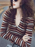 2025 Winter French Style Single Is Particularly Beautiful Design Sense Of The Minority Does Not Hit The Super Good-Looking Hit Striped Knitted Shirt Woman