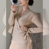 Qingtan Dong Beauty Paper Knitted Dress Suit Women's Autumn And Winter Temperament