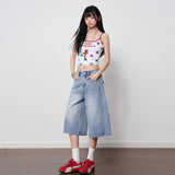 Large Red High-Waisted Straight-Legged Jeans Women 2026 Spring And Summer New Loose Leisure Thin Seven-Point Pants
