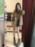 Qaqi Color Long Wind Coat Woman 2025 New Look This Year's Popular Explosion Small Korean