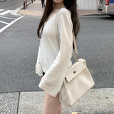 100 Wool Old Money Wind Wool Sweater Women's Winter Bottom Tops High Sense