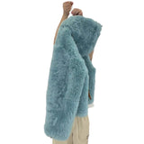 2025 Autumn And Winter Trend Korean Imitation Lamb Hair Hooded Short Coat Small Man Showing High Blue Hair Super Temperament