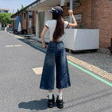 Vintage Seven-Point Jeans Women In The Summer Of 2026 High-Rise Show Thin Straight Loose Broad-Legged Trousers