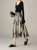2026 Spring New Fashion High-Waist Thin Three House Folds Print A-Word Skirt Women Loose Waist