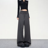 Casual Hanging With Thin Trousers Drag Loose Autumn And Winter New Side-Waist Buttons Waist Line Commuting Thin