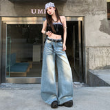 2026 Spring Dress New Wide Leg Pants Women's Jeans Straight Trousers Vintage Blue Denim Trousers Lengthed