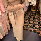 Sister Dating Day Bow Tie Raccoon Velvet Skirt Straight Thin Knitted Skirt Pure Color