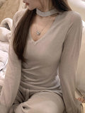 F Line Xu Research Diary 2025 Autumn And Winter New Hanging Neck Wool Bottoming Shirt Knitted Top Woman
