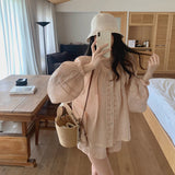 Early Summer Small White Flowers High Linen Lace Doll Set Women's Summer Thin Casual Shorts