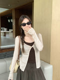 Korean Lazy Sun Protection Suit Women Summer Hanging Neck Vest Women Outside Kinest Long-Sleeved Shirt Top Two Sets