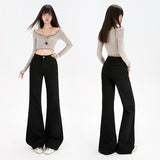 Early Spring Retro Nostalgic Micro-Horn Loose Thin Not Leg Horn Jeans Women's Elastic Slime