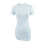 Pure Want To Open The Fork Irregular Short-Sleeved T-Shirt Girls Summer Chic Long Yoga Tops Appear Thin Sportswear