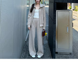 Small Heating Furnace Plus Thick Set Of Women's Autumn Three-Dimensional Segmentation Cut Thin Three-Piece Set