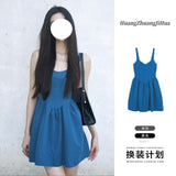 Art Student Klein Blue Dress Woman 2025 Summer New Cute Small Suspension Suspension