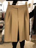 Five-Point Suit Trousers Women's Summer Thin 2025 New Large-Size Women's Loose Thin High-Waisted Wide-Legged Shorts