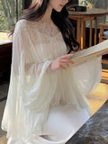 [Snow] National Wind Clear Cold Feeling V-Neck Lace A Set Of Slanted Fish Tail Half-Dress Suit