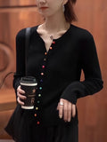 European Goods Heavy Autumn 2025 New Black Knitted Cardigan Long-Sleeved Niche Women's High-End Feel Blouse Tide