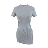Pure Want To Open The Fork Irregular Short-Sleeved T-Shirt Girls Summer Chic Long Yoga Tops Appear Thin Sportswear