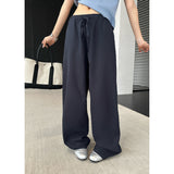 & Vintage Low-Rise Drawstrings Tight Waist Lanterns Lanterns Loose Broad Leg Trousers Set Thin Linen Straight Slacks Women