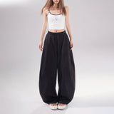 YC&2-Color Retro High-Rise Loose-Fitting Cived Trousers Tight Waist Wide Leg Trousers Pantyhose Panties Casual Trousers Women