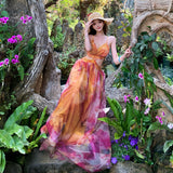 Tyrand Resort Island Wears A Beach Dress Women's Summer Long Atmosphere With A Beautiful Sling Dress With Thin Skinny