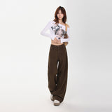Vintage Autumn And Winter Main Push A Rich Coffee Brick Red Light Khaki Brown Trousers & Lengthen
