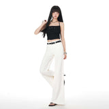 White High-Waisted Elastic Micro-Tipped Jeans Women In Spring 2026 New Non-Legged Thin Drag Trousers