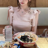 Summer Spicy Girl Ntt Design 100% Sky Silk Care Machine Sweet Bow Top Autumn Womenswear