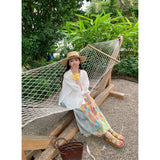 Xinjiang Sichuan Westwarf Tourism Wear Sets This Summer This Year's Popular Irregular Broken Flower Half-Dress Shirt Two Sets