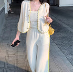 Sweet Dopamine Is A Golden Start! Spring Bright Wool Knitwear Set Yellow Cardigan