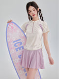 Yan 2026 New Peticiangy Sports Split Swimsuit Fashion Tennis Style Korean Student Skirt Flat-Angle Swimsuit
