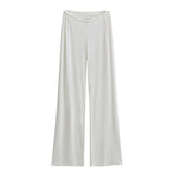 Purely Want Girl V-Shaped Waist-Hanging Feeling Modale Zip Thin Slacks Home Fitness Pants Wide Leg Trousers New