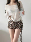 2026 New Holiday Sexy Split Four-Piece Swimsuit Female Leopard Print Thin Meat Skirt Hot Spring Swimsuit
