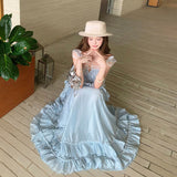 2026 New Niche Skirt Set Blue Slings Half Skirt Loose Vacation Two Sets