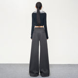 Casual Hanging With Thin Trousers Mop Loose Autumn And Winter New Side-Waist Button Waist Line Commuting