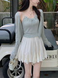 Pure Love Girl 48S Fine Wool Knitted Two-Piece Set ~ Thin Cardigan Sling Group Dopamine Top Opener
