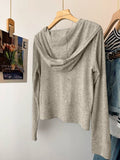 Solid-Colored Thin Woman With Short Coat Long-Sleeved Hooded Cardigan Thin Summer Slim Thin Sweater Woman