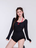 Wow 2026 New Swimsuit Slim Breast Conservative Students Female Thin Hot Spring Senior Feeling Beautiful Conjoint Long Sleeve